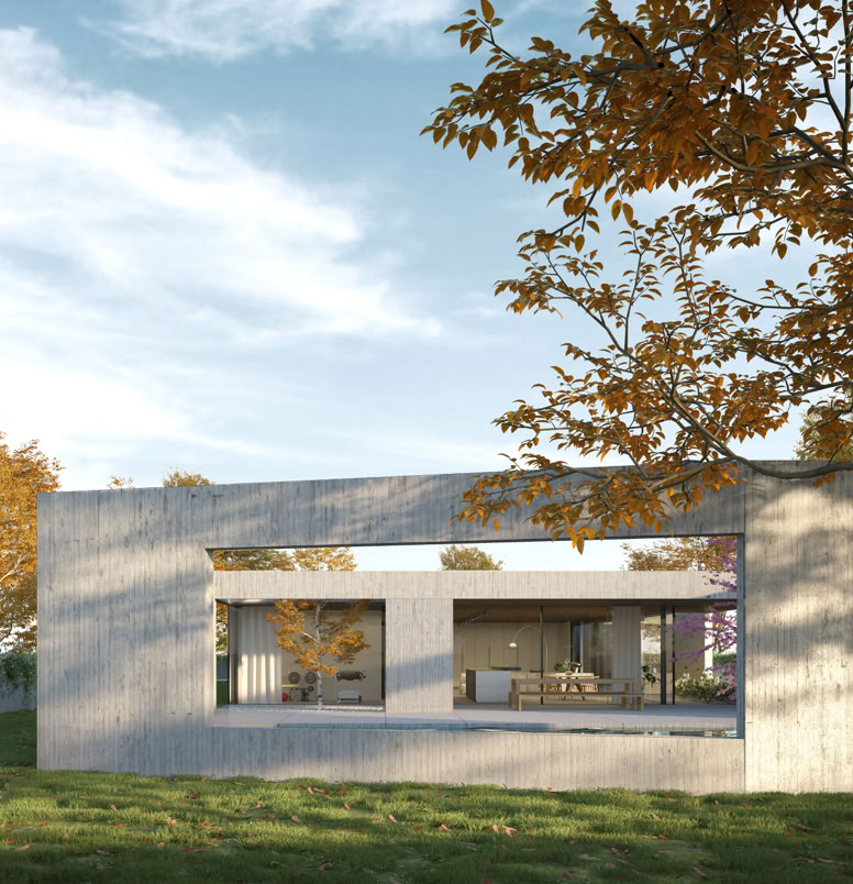 Progetto di MIDE architetti di una villa lungo il fiume Piave dal design contemporaneo.