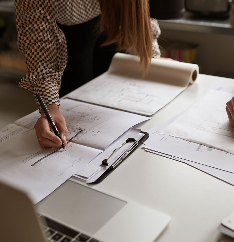 The MIDE architetti team at work on the design of an exclusive residence in Northern Italy.