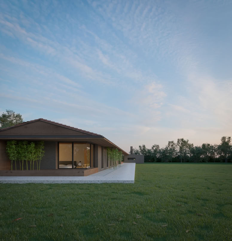 Contemporary house with night area, controlled natural light, and privacy.