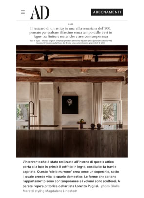 Home page di AD Italia con il progetto di MIDE architetti: Attico di Villa Soranzo.