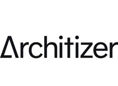 Logo in bianco e nero dell'importante portale online di architettura Architizer