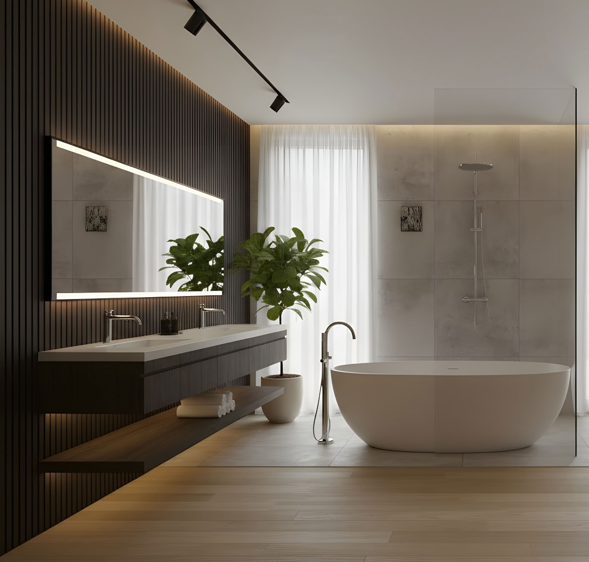 The rooms’ en suite bathrooms, made with high-quality materials and contemporary finishes, provide comfort, elegance, and privacy for an exclusive stay.